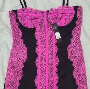Fashion Nova Pink Lace Black Dress